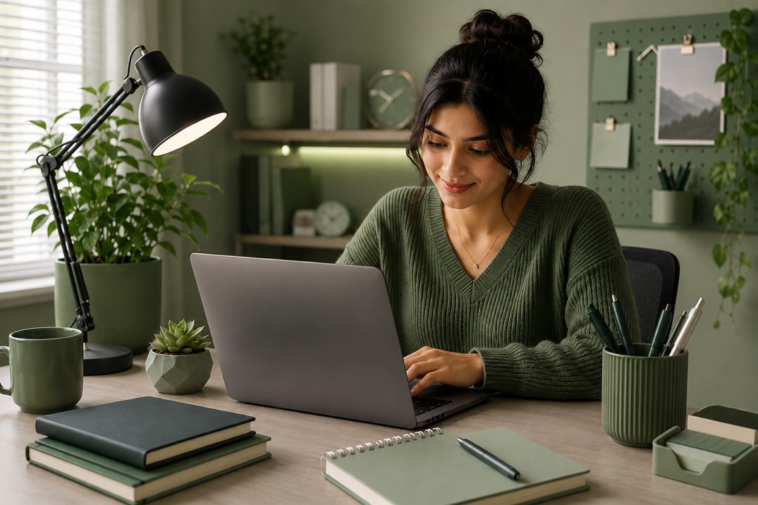 Remote professional working at a desk